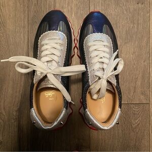 Christian Louboutin Multicolor Leather And Mesh Loubishark Low Top Sneakers